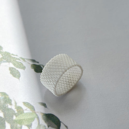 Inel White Matte - 8 rânduri, lățime 11 mm