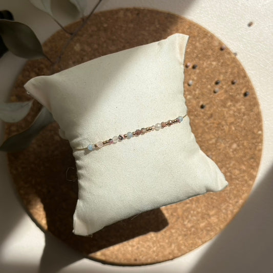 Brățară cu Pietre Semiprețioase - rodonit | rodocrozit | cuarț roz | angelit